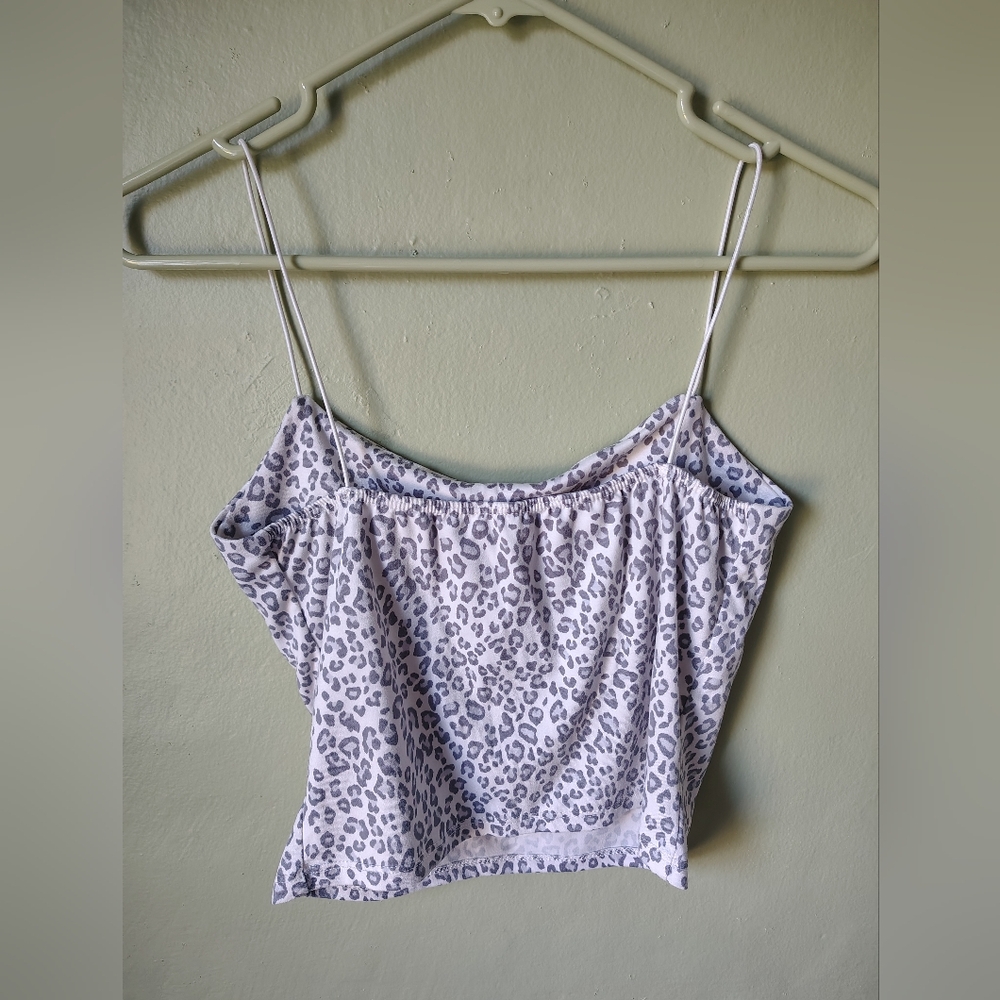 Gaze Women's Small Gray Cheetah Print Spaghetti Strap Cropped Cami - Picture 2 of 5